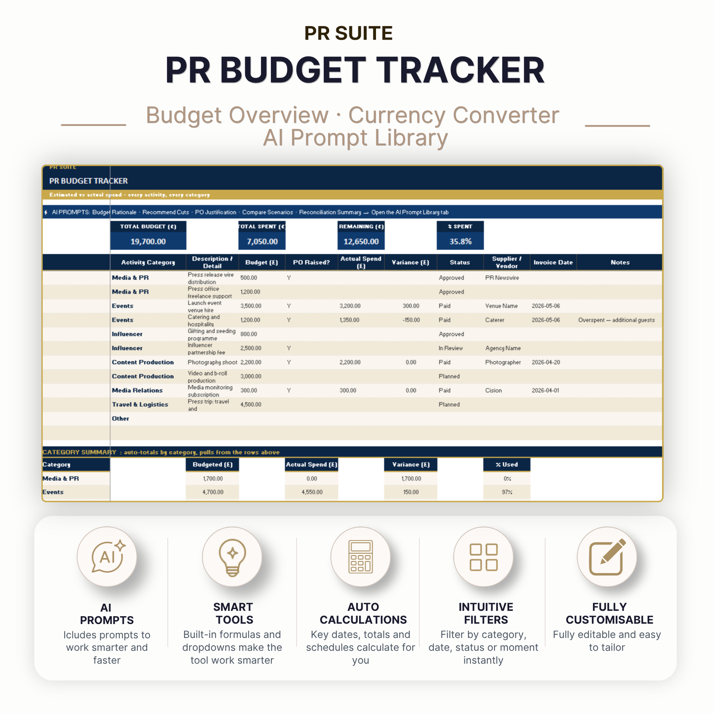 PR Budget Tracker