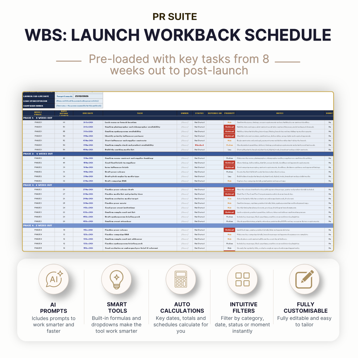 WBS Launch Workback Schedule — Hero