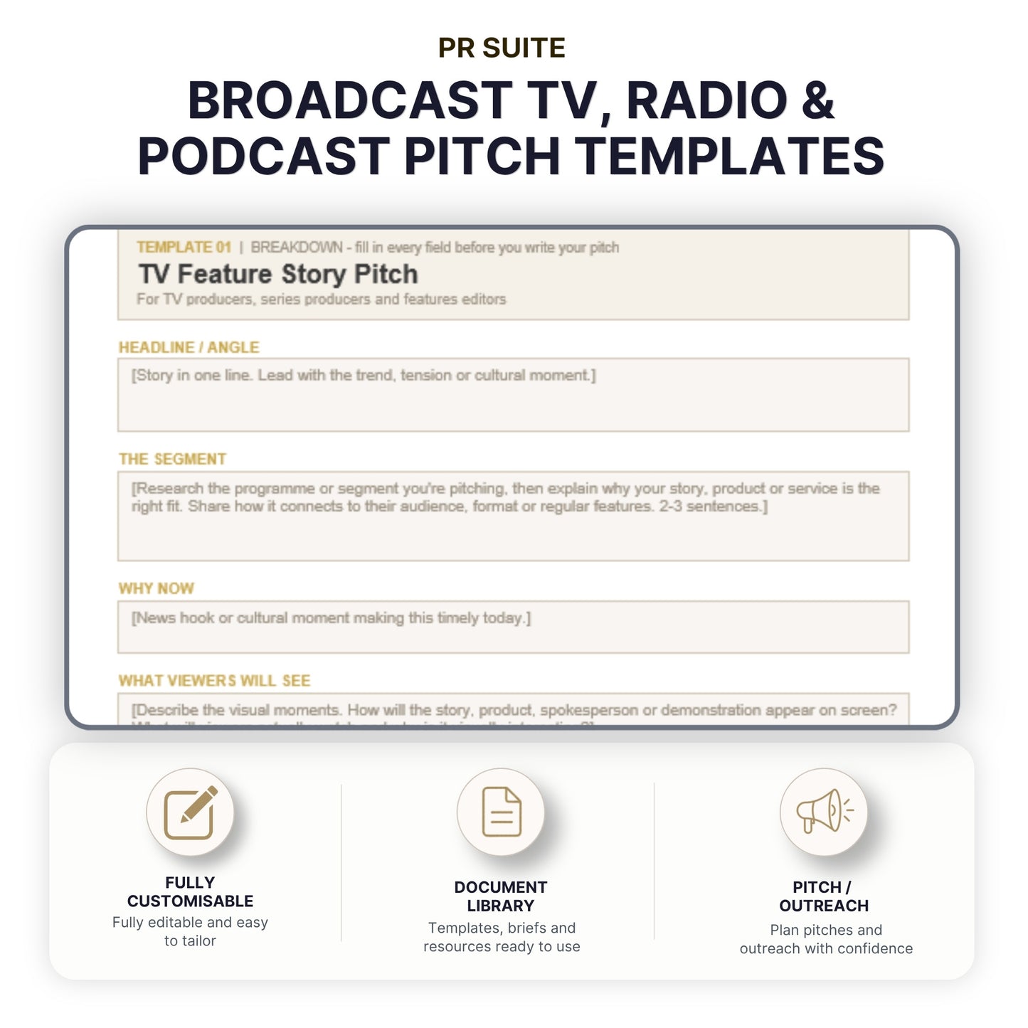 Broadcast, Radio and Podcast Pitch Template Pack - Cover