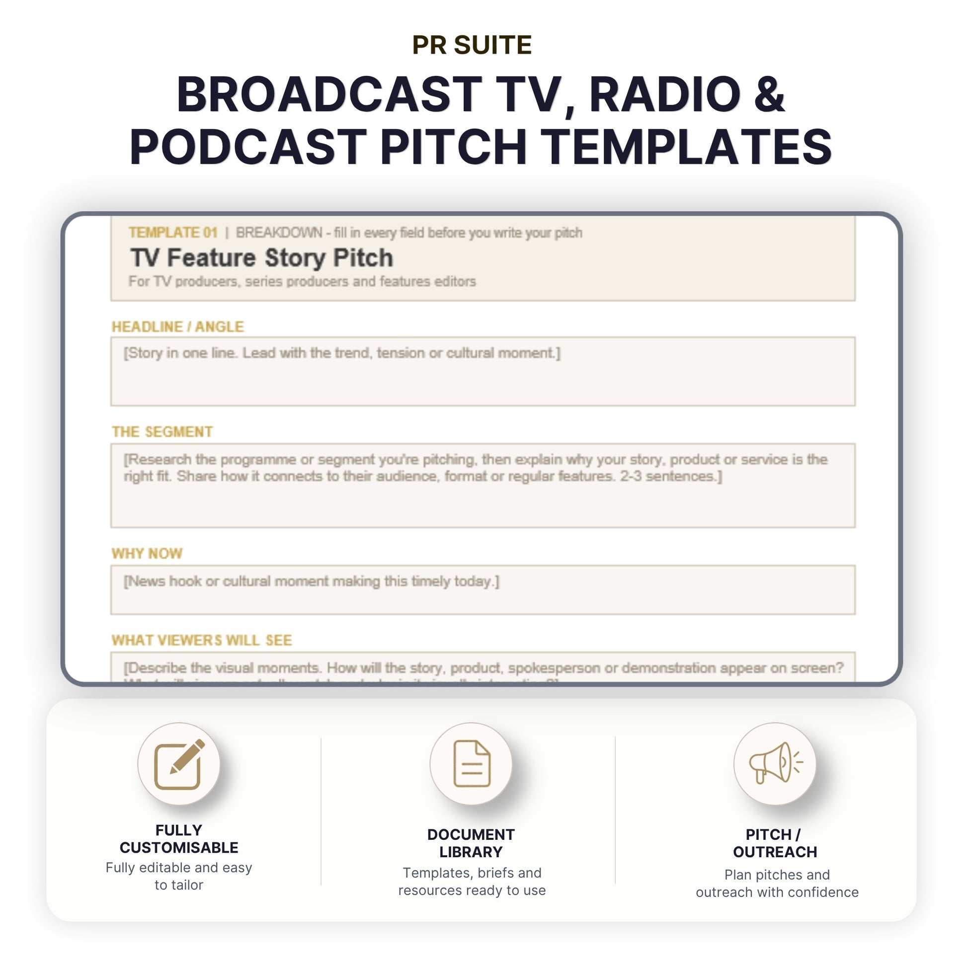 Broadcast, Radio and Podcast Pitch Template Pack - Cover