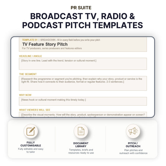 Broadcast, Radio and Podcast Pitch Template Pack - Cover