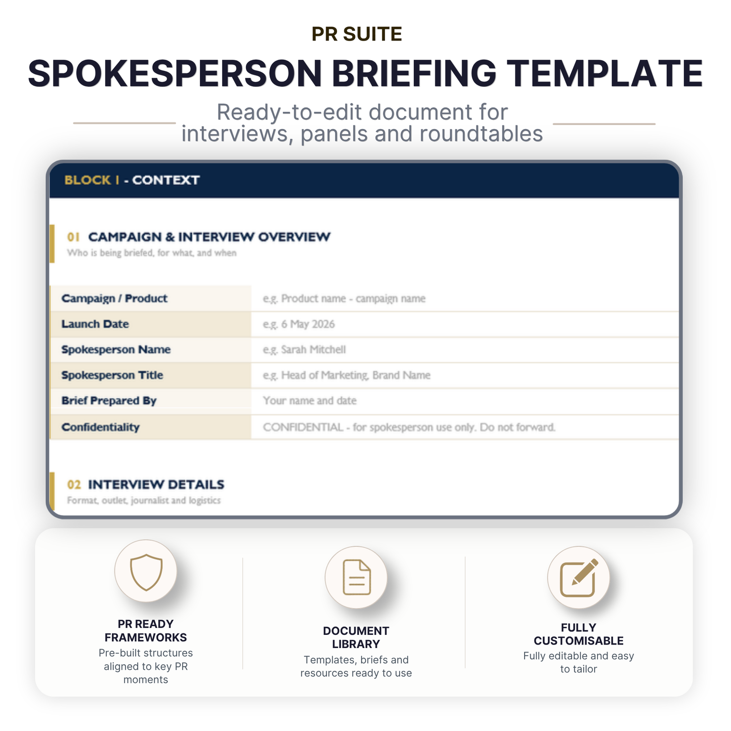 PR Spokesperson Briefing Template