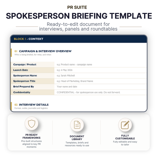 PR Spokesperson Briefing Template