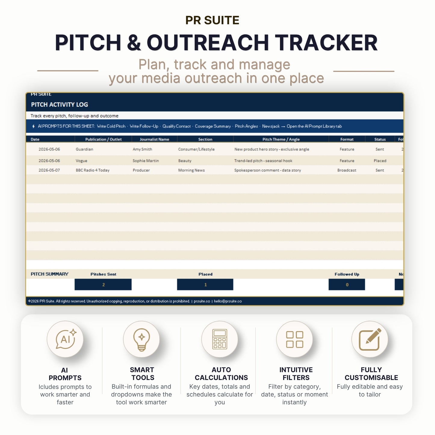 Pitch & Outreach Tracker — Hero