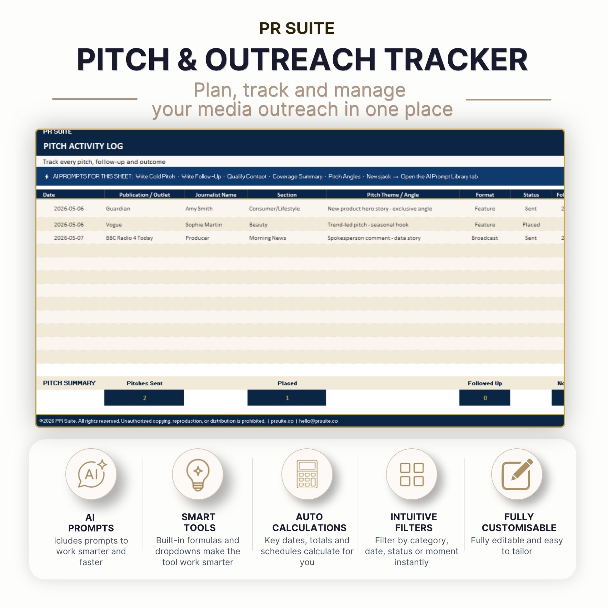 Pitch & Outreach Tracker — Hero