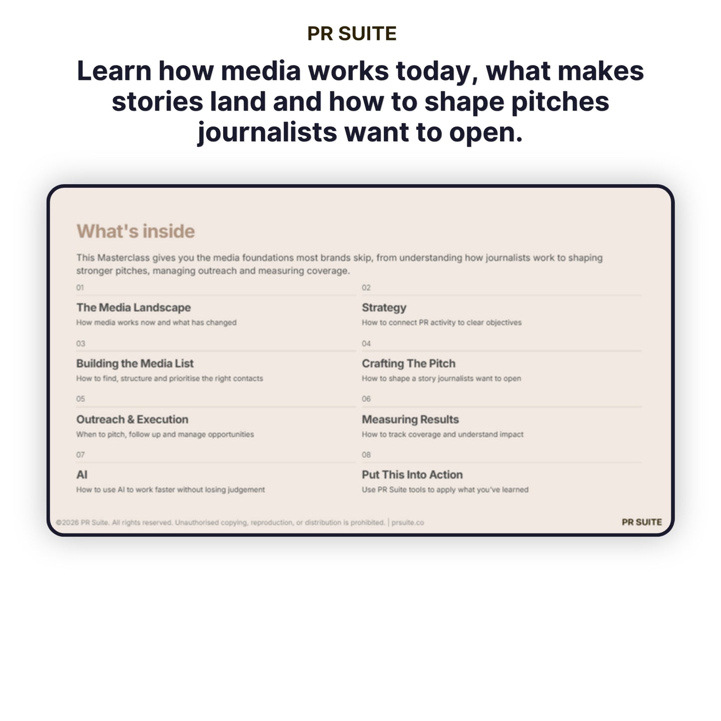 Media Masterclass by PR Suite — what's inside
