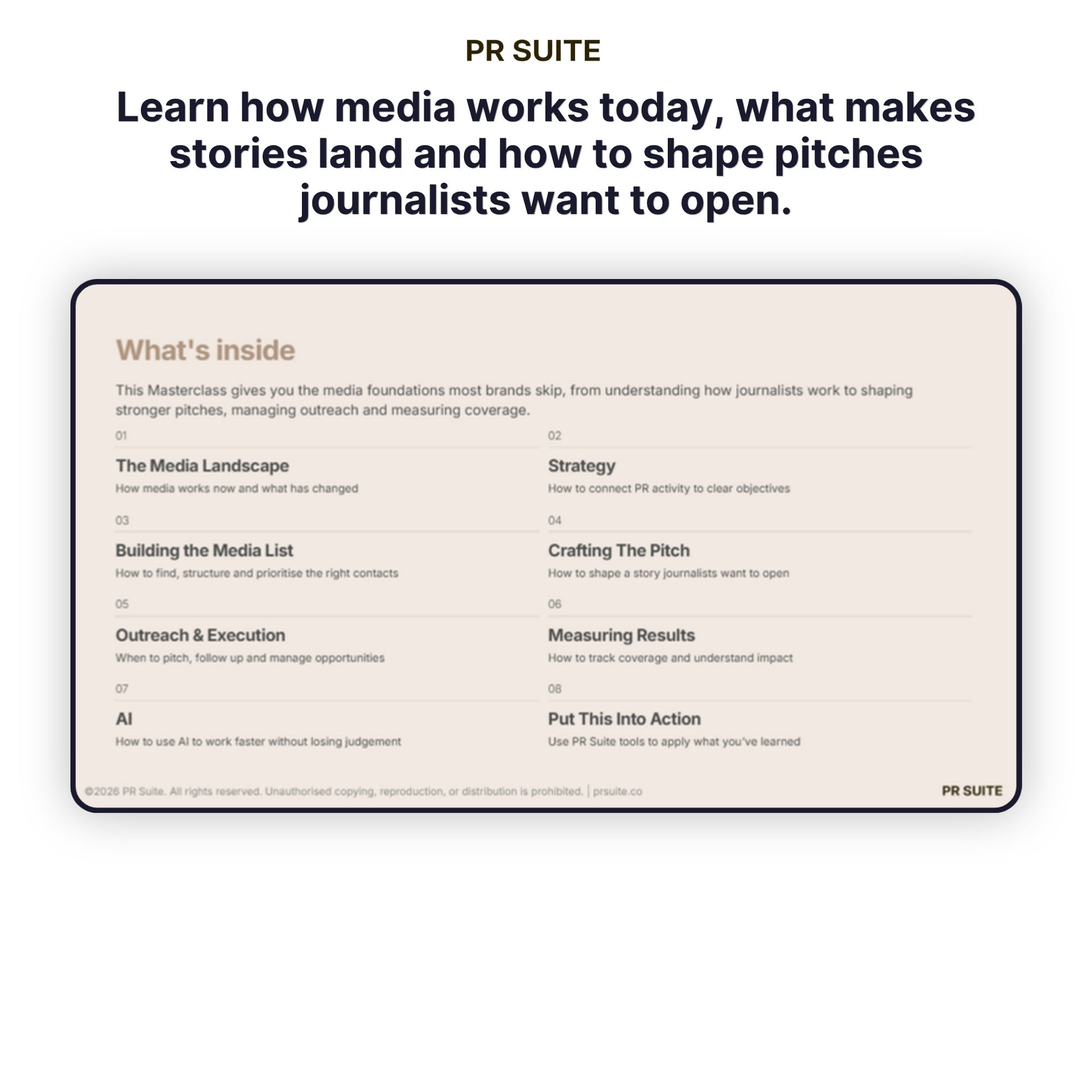 Media Masterclass by PR Suite — what's inside